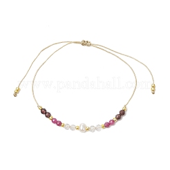 Verstellbare geflochtene Perlenarmbänder aus natürlichem Quarzkristall&nbsp;BJEW-JB11619-02