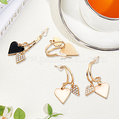3 paio di orecchini pendenti con strass in lega di 3 colori&nbsp;EJEW-GO0007-004
