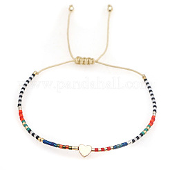 Bracciali con perline a strisce e maglie a forma di cuore in ottone&nbsp;LV4885