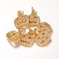 Pendentifs de zircone cubique en laiton halloween&nbsp;ZIRC-K026-06G-NR