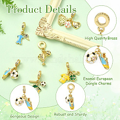 6 Stück 6 Stile Messing Emaille europäischen Baumeln Charms&nbsp;KK-CJ0003-95