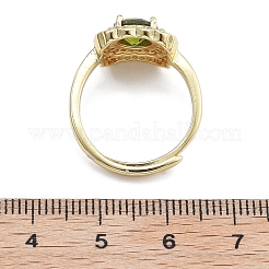 Verstellbare Fingerringe aus Messing mit Mikropflaster und Zirkonia für Damen&nbsp;RJEW-M028-45G