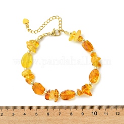 Bracelets en perles d'ambre naturel et d'hématite synthétique non magnétique pour femmes&nbsp;BJEW-JB13744