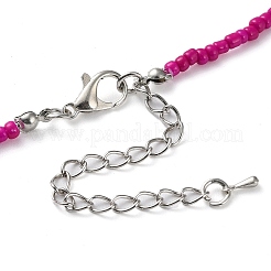 Halskette mit Glasblumenperlen&nbsp;NJEW-Z029-03D