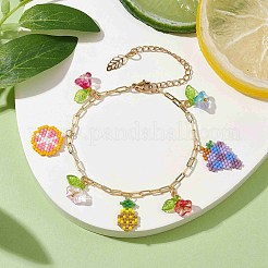 Charm-Armbänder mit Frucht- und Blumenglassamen&nbsp;BJEW-MZ00051