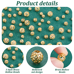 60 Stück 3 Stile Messing Hohl Abstandsperlen&nbsp;KK-PH0010-39