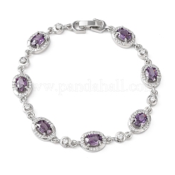 Bracelets à maillons ovales en laiton sertis de micro-pavés de zircone cubique pour femmes&nbsp;BJEW-D387-04P