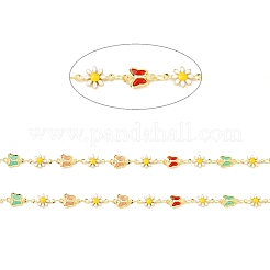 Catene a maglie di fiori e farfalle in ottone smaltato fatte a mano&nbsp;CHC-D032-12G