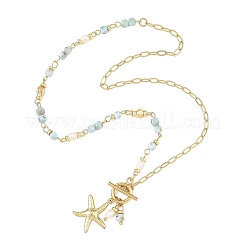 Collier avec pendentif étoile de mer en laiton océan&nbsp;NJEW-JN06663