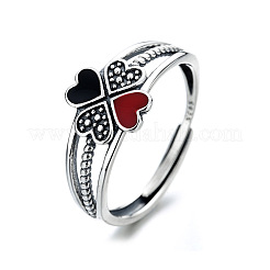 Verstellbare Fingerringe aus Sterlingsilber mit Emaille „Clover 925“ für Damen&nbsp;FS-WG8EAF8-01
