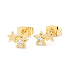 Boucles d'oreilles en laiton zircon cubique micro pavé clair&nbsp;EJEW-F405-20B-G