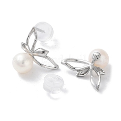 Orecchini a bottone con perle naturali da donna&nbsp;EJEW-C083-07C-P