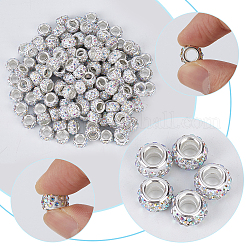 Handgefertigte Polymer Clay Strass europäische Großlochperlen mit versilberten Messingkernen&nbsp;FPDL-PA0001-02B