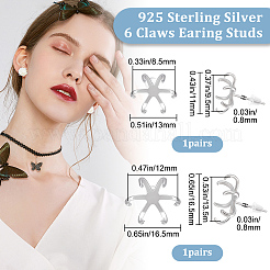 2 Paar Ohrstecker-Beschläge aus Sterlingsilber&nbsp;FIND-BBC0001-47P
