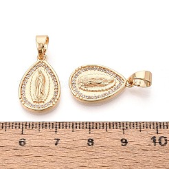 Ciondoli religiosi in ottone con pavé di zirconi cubici trasparenti&nbsp;KK-T081-06G