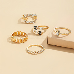 Zinklegierung mit Strass-Fingerring-Sets für Damen&nbsp;FS-WG6B301-01