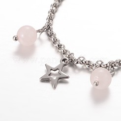 Mond & Sterne Edelstahl-Edelstein-Charme Armbänder&nbsp;BJEW-JB01935-01