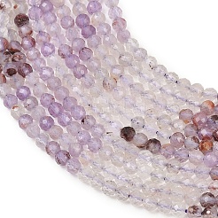 Natürliche violette Phantomquarz-Perlenstränge aus violettem Lodolith&nbsp;G-B175-D07-3mm