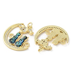 Pendenti in zirconi cubici trasparenti in micro pavè di ottone&nbsp;KK-C045-47G