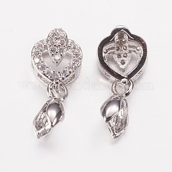 Larga duración de latón plateado micro pavé cubic zirconia piqueta de pellizco Fianzas&nbsp;ZIRC-F069-21P