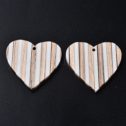 Colgantes de resina y madera a rayas&nbsp;RESI-N025-016A-B01