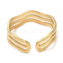 Anillo de puño abierto de triple línea de acero inoxidable 304 con revestimiento iónico (IP) para mujer&nbsp;RJEW-M149-02G
