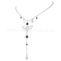 Colliers à chaîne câble avec pendentif lune&nbsp;NJEW-TA00228