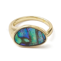 Verstellbare Ringe aus Messing mit Abalone-Muschel&nbsp;RJEW-K257-53G