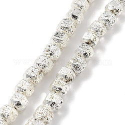 Fili di perle di roccia lavica naturale elettrodeposta, esagono, Argento Placcato, 6~6.5x6~6.5x5.5~6mm, Foro: 1.5 mm, circa 65pcs/filo, 15.55'' (39.5 cm)