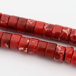 Synthetic Imperial Jasper Beads Strands, Dyed, Heishi Beads, Flat Round/Disc, Dark Red, 12x3mm, Hole: 1mm, about 126pcs/strand, 14.9 inch