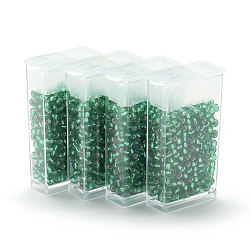 Mgb matsuno perle di vetro, perline giapponesi, 12/0 argento perline di vetro rivestito di semi rocaille foro rotondo, verde mare medio, 2x1mm, foro: 0.5mm, circa 900pcs / scatola, peso netto: circa 10g / scatola