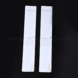 Cardboard Jewelry Display Cards, for Necklaces, Jewelry Hang Tags, Rectangle with Word Stainless Steel, White, 22x3.5x0.05cm