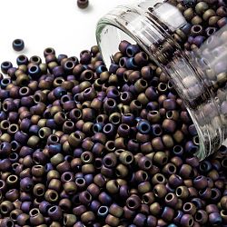 Toho perles de rocaille rondes, Perles de rocaille japonais, (615) couleur mate iris violet, 11/0, 2.2mm, Trou: 0.8mm, à propos 1110pcs / bouteille, 10 g / bouteille
