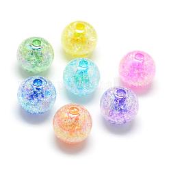 Perline in acrilico stile crackle, colore ab, colore all'interno, tondo, colore misto, 18mm, Foro: 4 mm, circa 150pcs/500g
