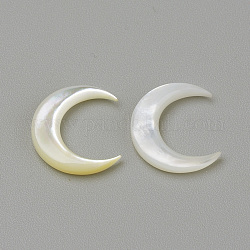 Cabochons en coquille de nacre blanche naturelle, lune, couleur de coquillage, 12x11.5x2mm