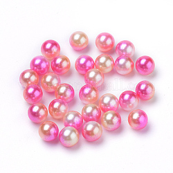 Regenbogen Acryl Nachahmung Perlen, Farbverlauf Meerjungfrau Perlen, kein Loch, Runde, neon rosa , 4 mm, ca. 15800 Stk. / 500 g