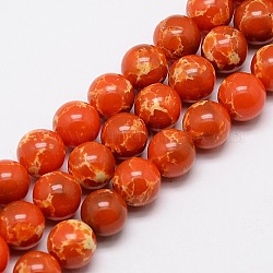 Natural Regalite Beads, Dyed, Round, Orange, 8mm, Hole: 1mm, about 67pcs/strand, 15.7inch
