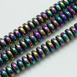 Non magnetici ematite Perle sintetiche heishi fili, Disco / rotondo piatta, multicolore placcato, 6x3mm, Foro: 1 mm, 15.7 pollice