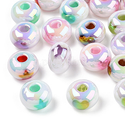 Perles acryliques arc-en-ciel plaquées uv, iridescent, étoile et coeur, rondelle, couleur mixte, 13.5x8.5mm, Trou: 4mm
