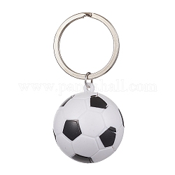 Llaveros colgantes con tema de pelota deportiva de plástico abs, con llaveros de hierro., fútbol, 6.1 cm, colgantes: 35.5x32x32 mm