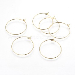 316 Surgical Stainless Steel Hoop Earring Findings, Wine Glass Charms Findings, Golden, 20~21 Gauge, 28~28.9x24.5~24.9x0.7~0.8mm