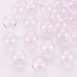 Perles de verre soufflées faites à la main, ronde, rose, 14x13mm, Trou: 1.6mm