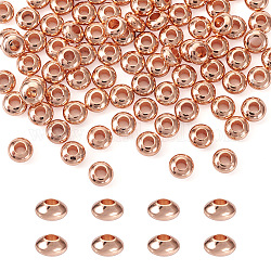 Perline distanziatrici rotonde piatte in ottone mega pet 100 pz,  piombo & cadmio & nichel libero, oro roso, 4x2mm, Foro: 1.6 mm