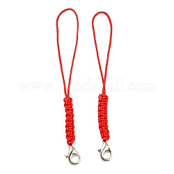 Sangles mobiles en corde polyester, avec fermoirs mousquetons plaqués platine, rouge, 8.3~8.5 cm