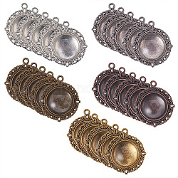 Pandahall elite 25 sets kit de fabricación de colgantes de diy incluye 25 piezas de colgante de aleación de estilo tibetano de 5 colores con 25 piezas de cabujones de vidrio transparente para hacer joyas