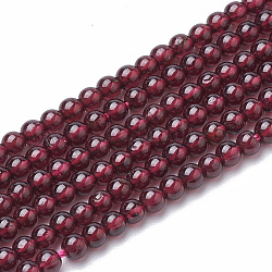 Chapelets de perles de grenat naturel, ronde, 3.8~4mm, Trou: 1mm, Environ 91 pcs/chapelet, 15.9 pouce