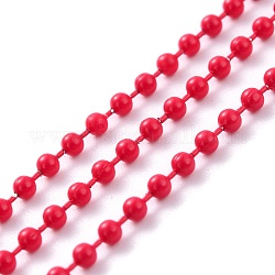 Kugelketten aus lackiertem Messing, mit Spule, gelötet, Runde, rot, 2.5 mm, 32.8 Fuß (10m)/Rolle