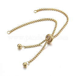 Danlingjewelry regolabile 304 bracciale in acciaio inossidabile, bracciali slider, per forniture artigianali gioielli fai da te, oro, 9-1/2 pollice (24 cm), Foro: 2.5 mm