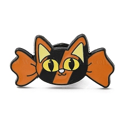 Halloween Theme Alloy Enamel Brooch, Pin for Backpack Clothes, Cat Shape, 16x30x1.5mm