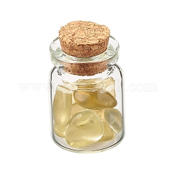 Transparent Glass Wishing Bottle Decoration, with Natural Citrine Chip Beads, 22x34mm, Chip Beads: 6~16x5~10x2~8mm